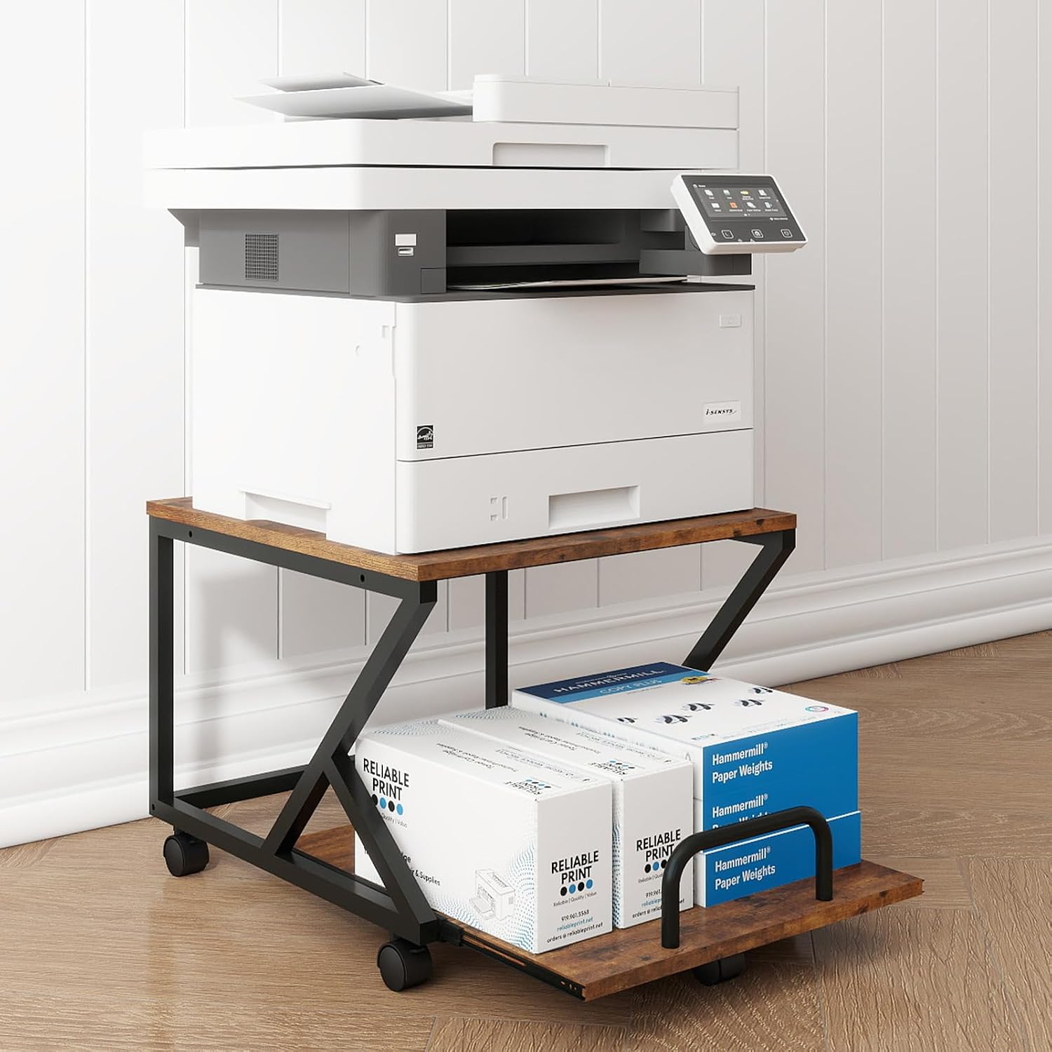 Natwind 2 Tier Printer Stand,19.7''x19.7'',with Pull Out Shelf,Retro