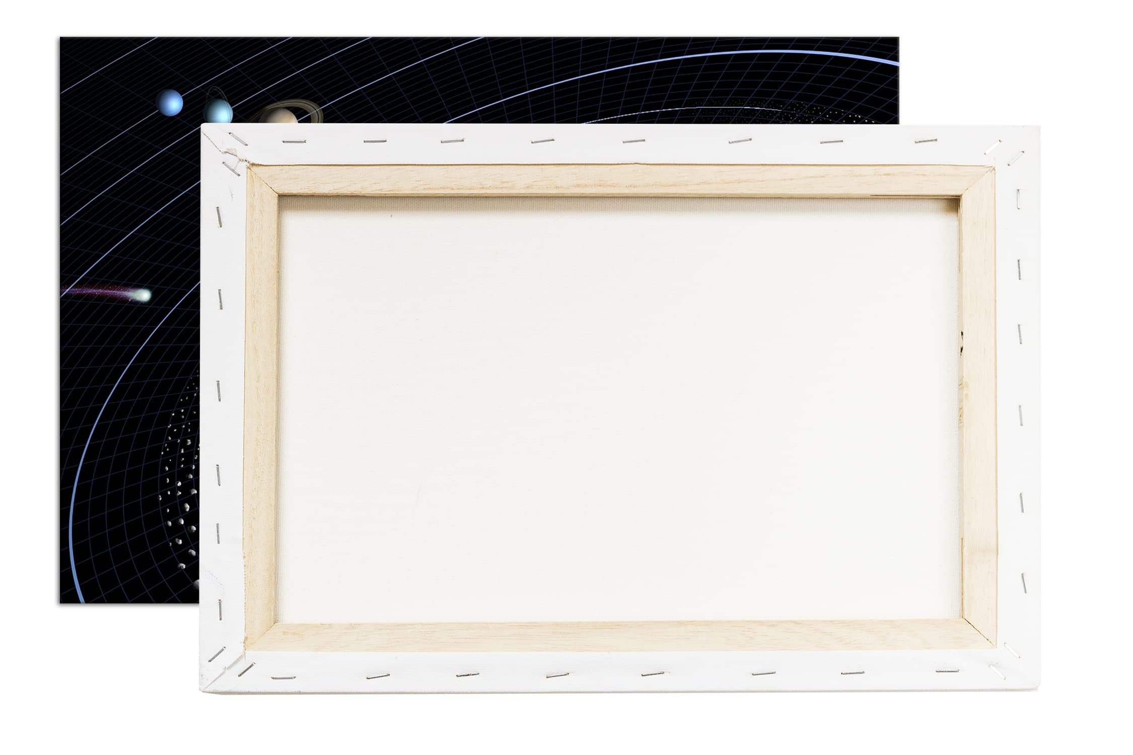 deyoli Unser Sonnensystem Format : 75 x 50 cm Impression numérique de qualité supérieure avec cadre en bois véritable