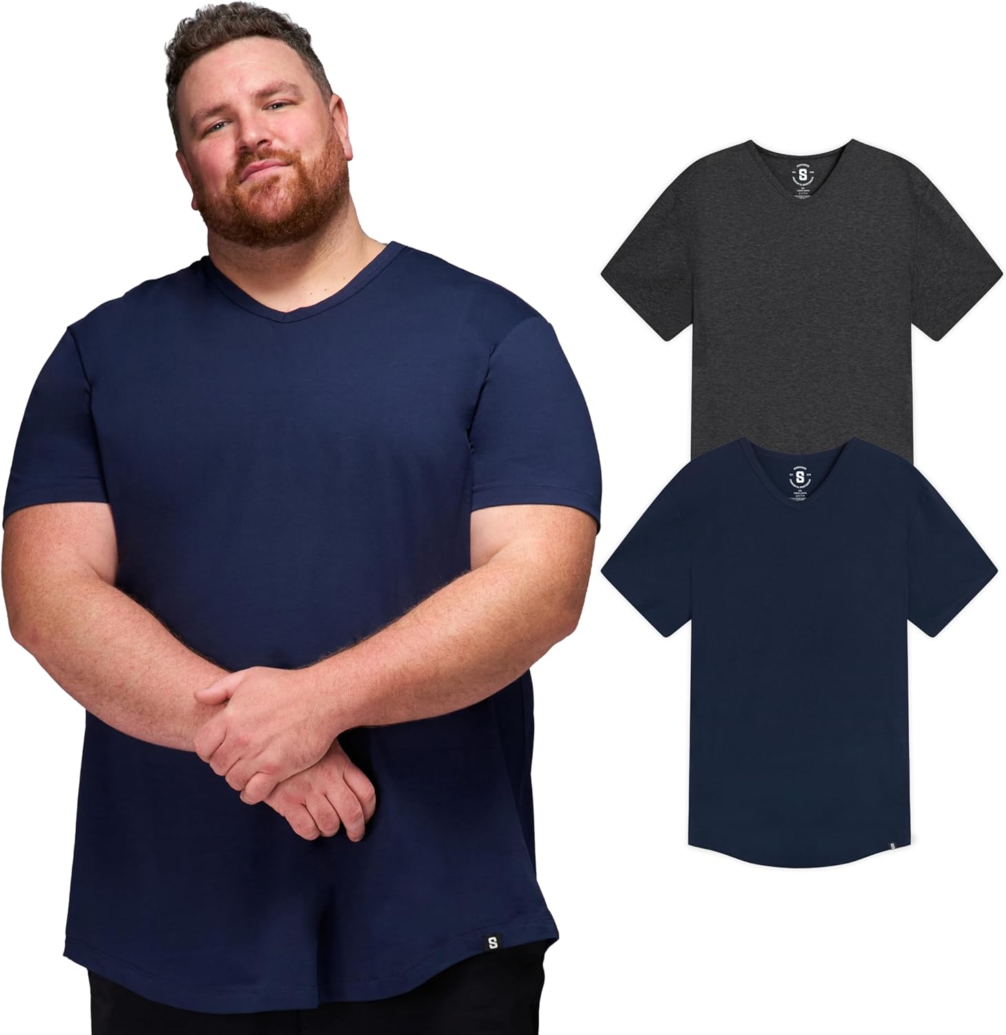 Men's Tshirt Oversized V Neck Shirt Strongsize V-neck T - Main Image