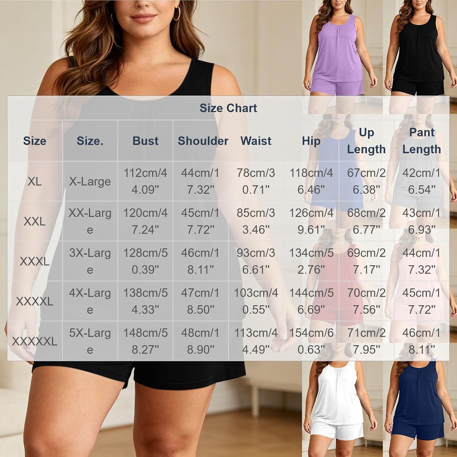 Womens Sleeveless Pajama Set Crew Neck Tank Shorts | Womens Pajama Sets 2 Piece Sleeveless Pajamas Plus Size Nightwear Crew Neck Tank Tops and Shorts Pj Set Soft Sleepwear