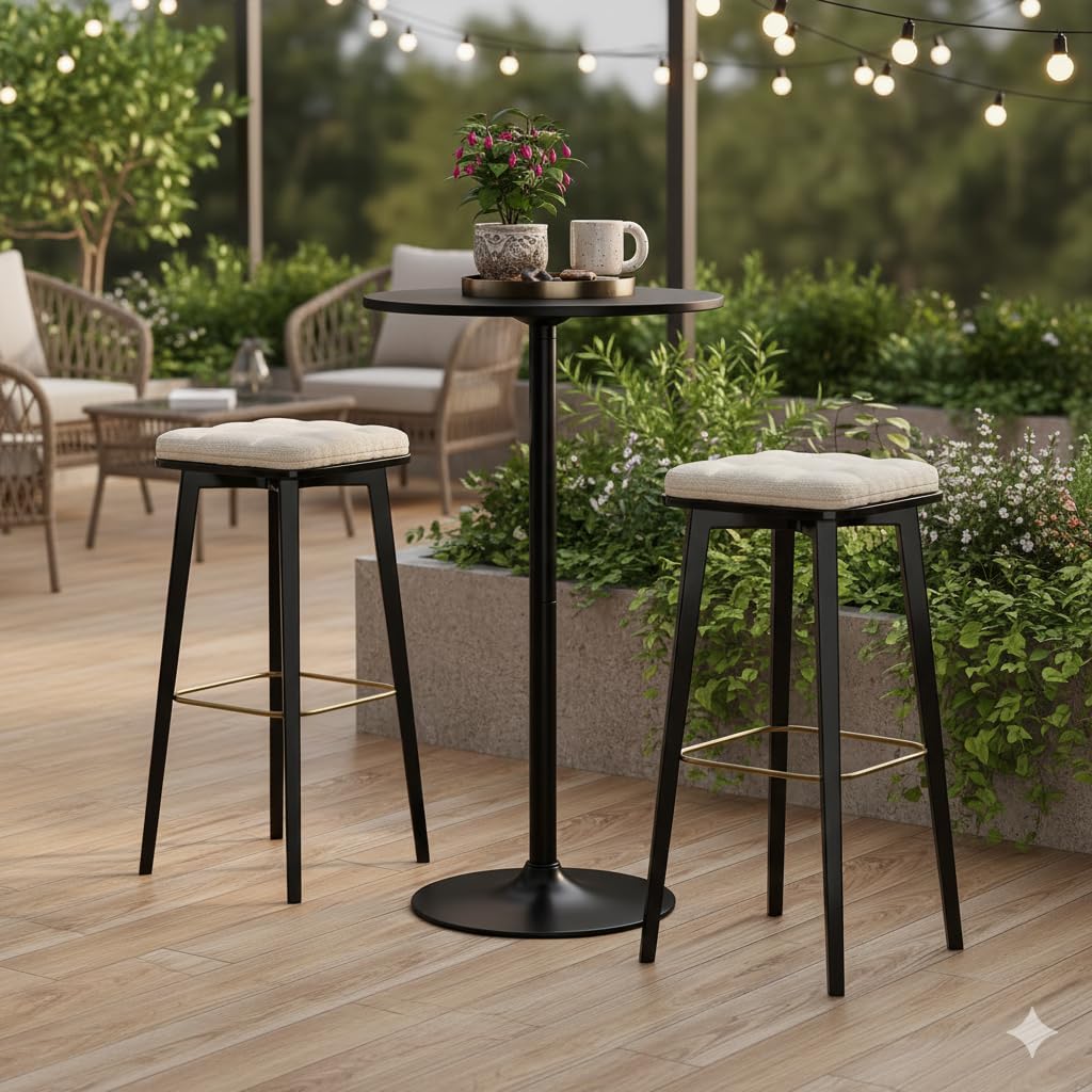 ERGOMASTER Two-in-one Adjustable Height Bar Tables, 24-inch Round Cocktail Table with Sturdy Metal Base, 40"/22" Two Convertible Height High Top Pub Table for Home Bar, Restaurant Bistro (6, Black)