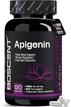 Apigenin Supplement 100mg from Chamomile Extract 120 Count - 98% purity- Apigenin Supplement for Sleep, Mood, Cognition, Prostate health - Excellent sleep aid, Non-GMO, No Fillers - 4-Month Supply