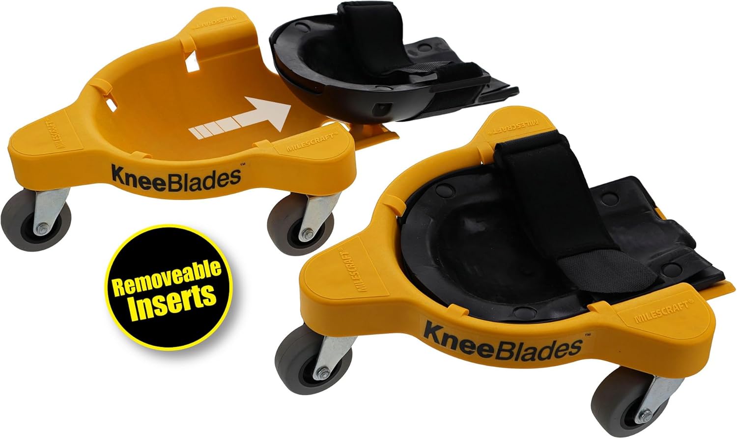 Milescraft 1603 Knee Blades-Durable Heavy-Duty Knee Pads with 3 Casters