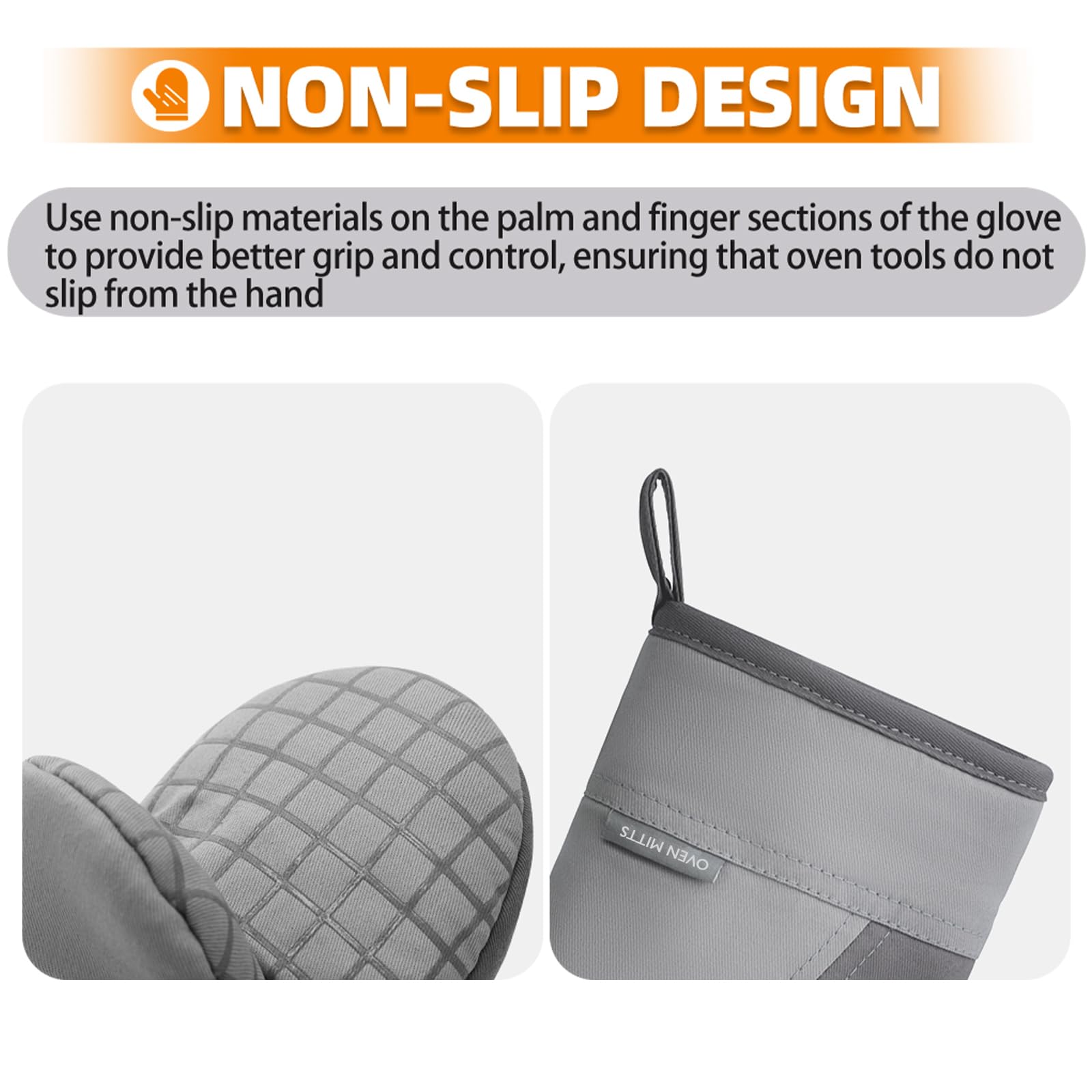 Mini manoplas de horno, guantes de horno de cocina, guantes de cocina resistentes al calor de 500 grados, superficie de silicona antideslizante con trabillas para colgar, guantes calientes
