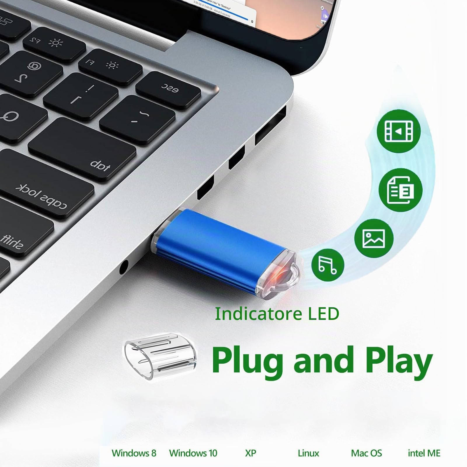 10 Pezzi Chiavetta USB 32GB, WISEORANGE 32 GB Pen Drive Metallo-5colori | Portatile Pennetta USB2.0 32GB Pendrive ad alta velocità con Adesivi vuoti per archiviazione e backup dei dati