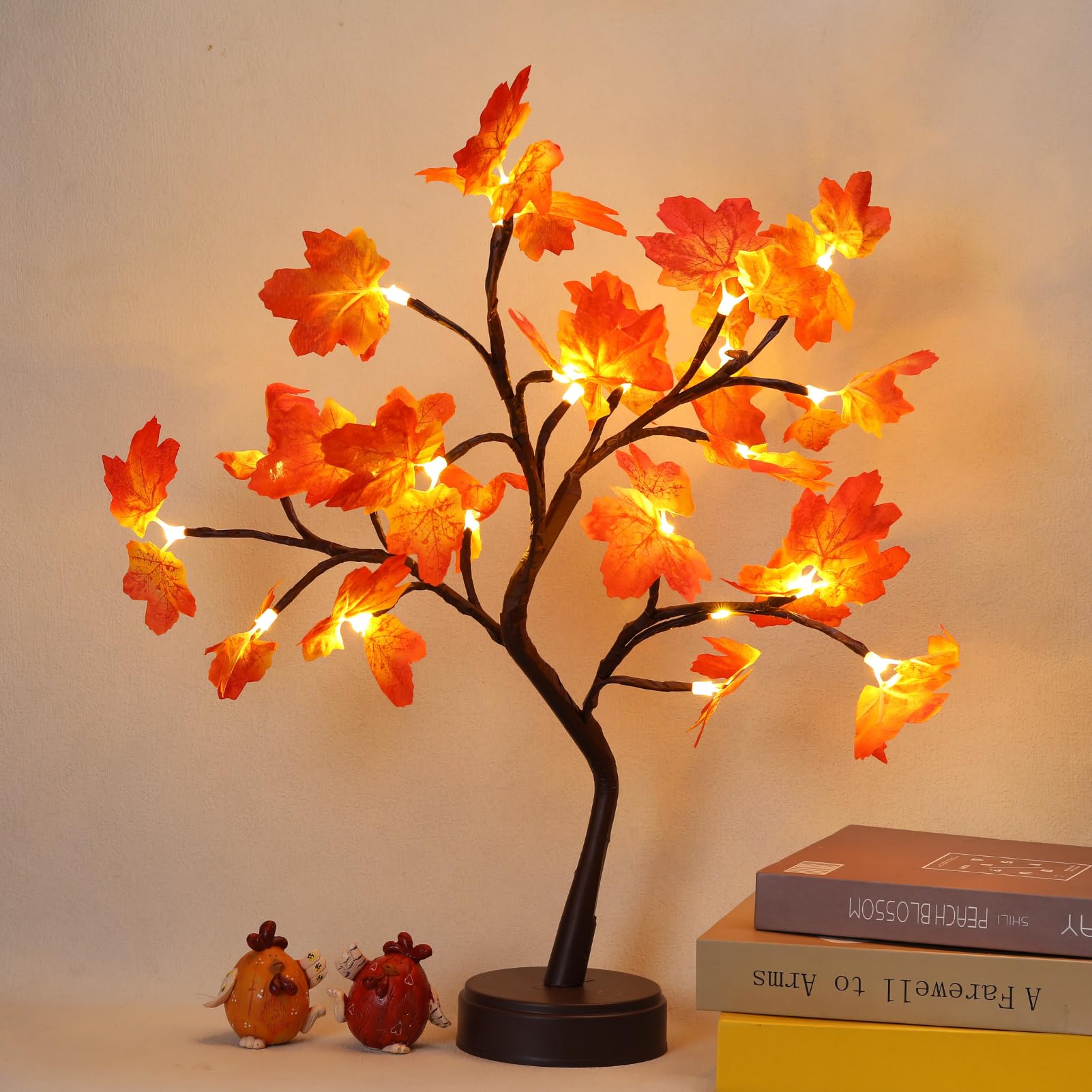 Artificial Autumn Lighting Maple Tree 24 LED Thanksgiving Decoration Desk Lamp Battery USB Power Supply Autumn Harvest Home Decoration Wedding Party