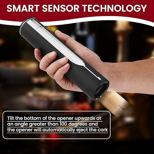 Miniatura 6 de Abridor eléctrico de botellas de vino con base de carga y cortador de papel de aluminio integrado, sacacorchos automático inteligente activado por