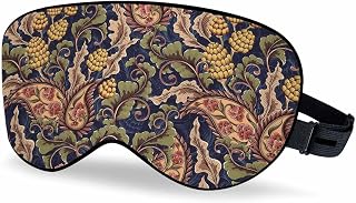 Flowers Sleep Eye Mask Vintage Decorative Floral Leaves Men Women Sleep Mask with Adjustable Strap Eye Cover Eye Shade for Travel, Nap,Meditation