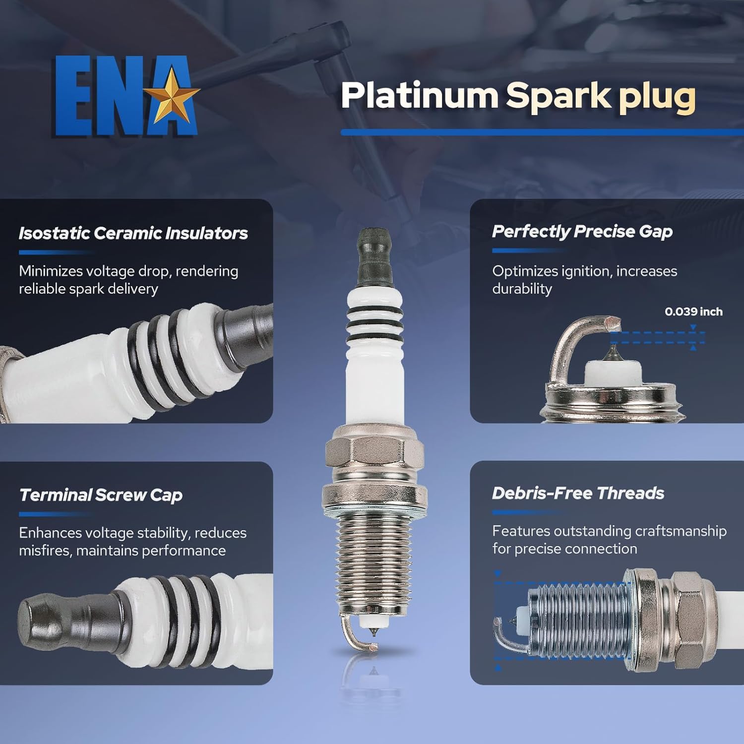 ENA Ignition Coil Pack and 4 Platinum Spark Plugs Compatible with Chevrolet Chevy 2013 2014 2015 Cruze 2016 2017 Sonic 1.8L L4 Replacement for UF620 ‎9091902247 C1646 4504 7092