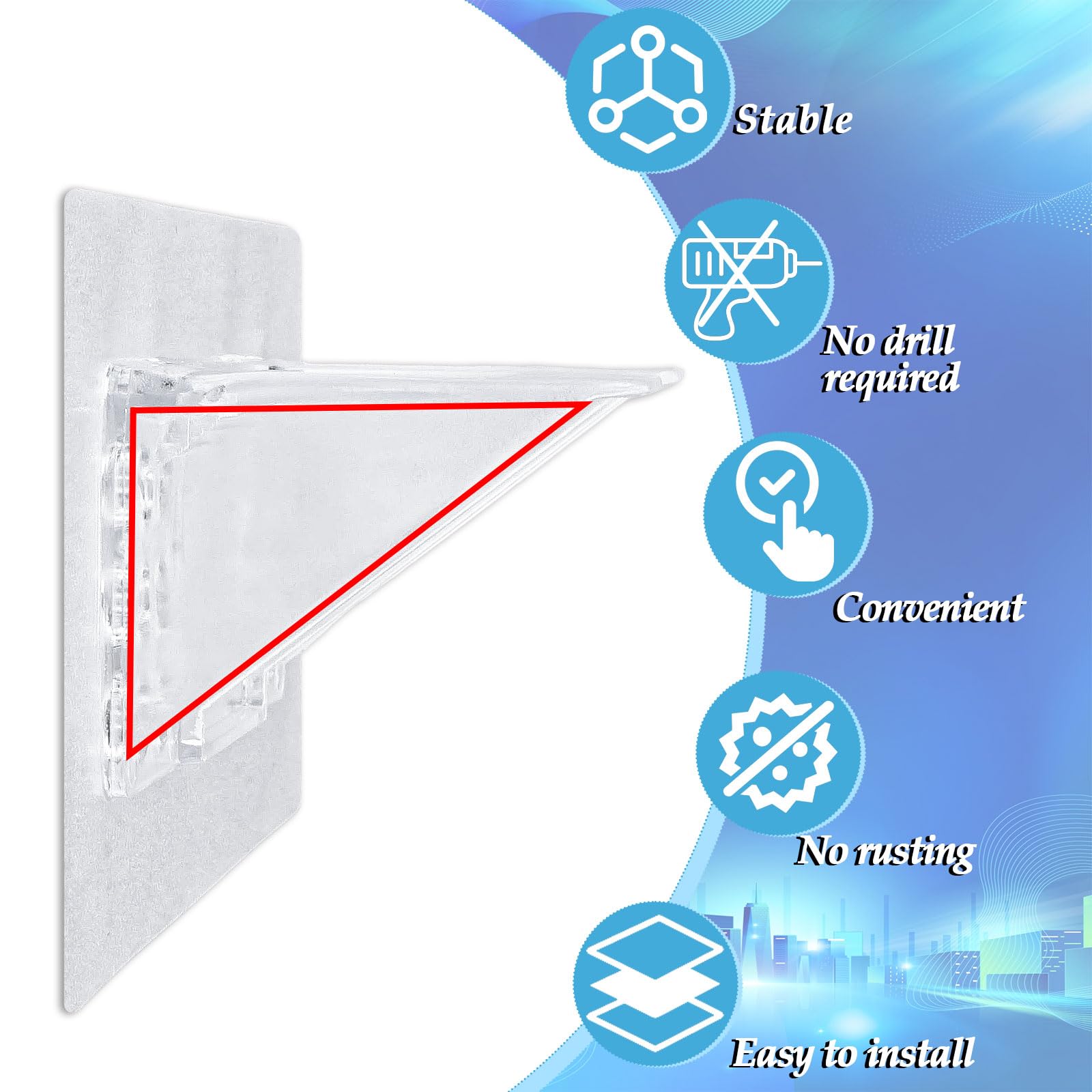 16Pcs Punch Free Shelf Support Peg, Large Size Adhesive Shelf Bracket, Shelf Bracket No Drill Strong Load-Bearing Shelf Peg Shelf Support for Cabinet,Book Closet — Amazon image 6
