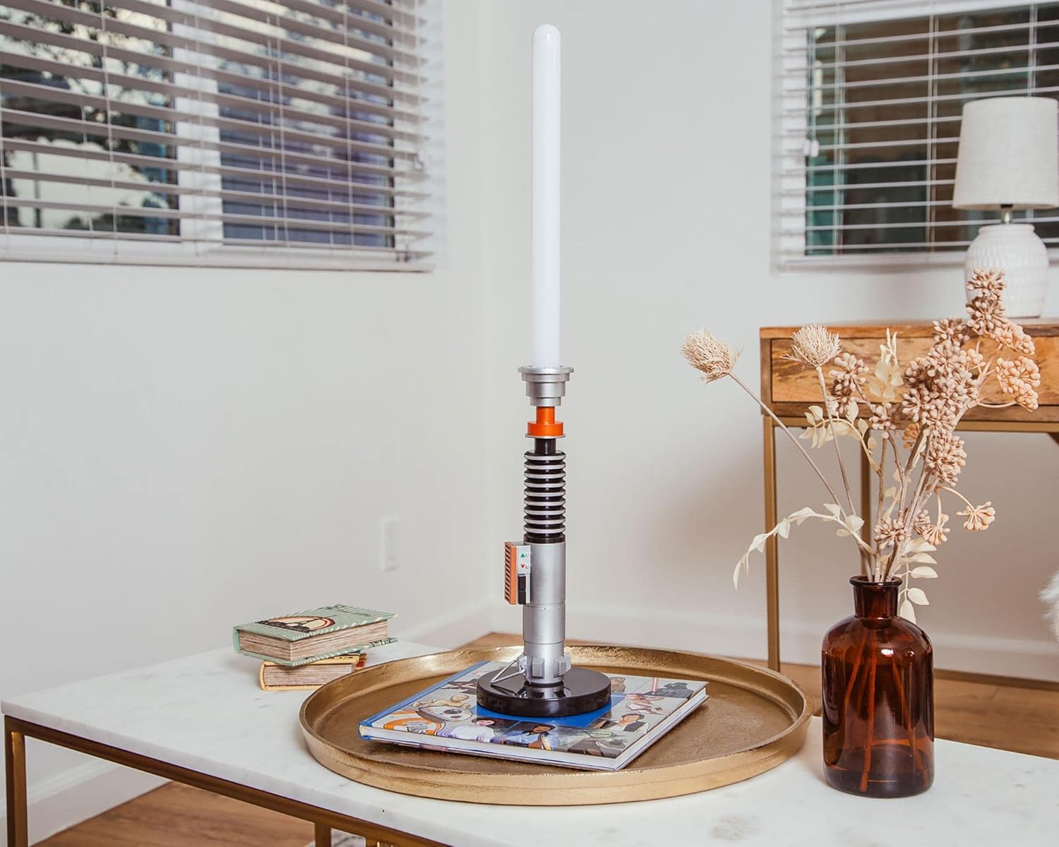 STAR WARS Luke Skywalker Green Lightsaber 23-Inch Desktop LED Mood Light | Nightstand Table Lamp with LED Light for Bedroom, Desk, Playroom | Home Decor Kids Room Essentials | Gifts and Collectibles