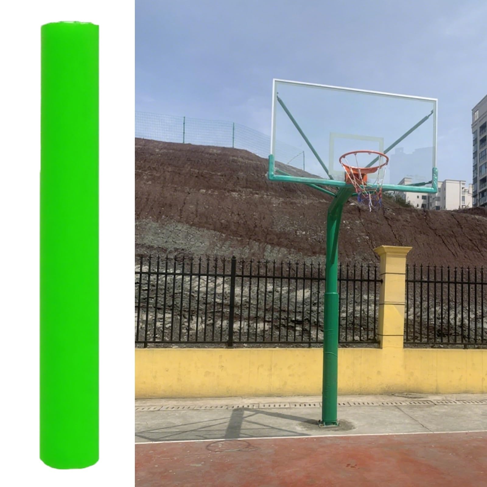 Colchón para Poste de Baloncesto Acolchado de espuma de para postes, almohadilla redonda para postes de juegos al aire libre, tapete de fitness para áreas de actividades infantiles y salas(40x180cm/15