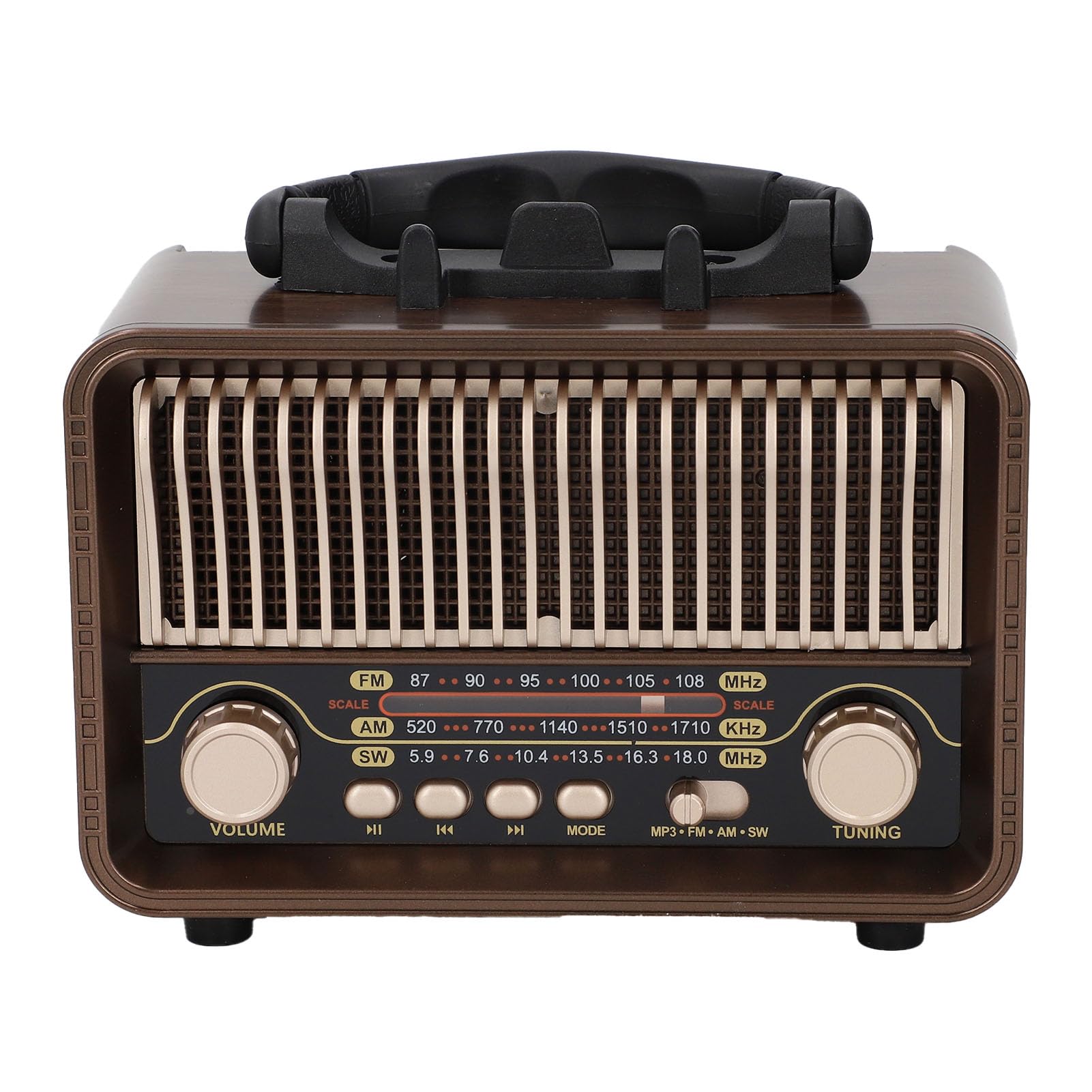 Radio Portable Am ​​FM SW, Altavoz Vintage Retro Bluetooth5.4 con Antena Ajustable, Batería de 1200 MAh, Tipo C Recargable, Soporte de Teléfono, Tarjeta TF de Soporte, AUX,