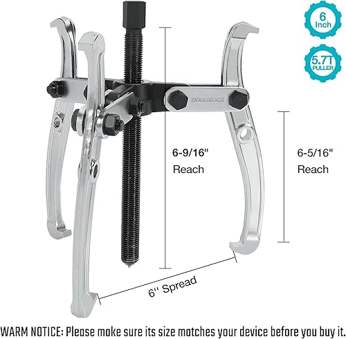 Miniatura 9 de DURATECH Extractor de engranajes de 3 pulgadas y 3 mandíbulas, herramienta de extracción para engranajes, poleas, rodamientos y volantes, totalmente