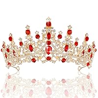 Vista 54 de TOBATOBA - Corona dorada para mujer, tiara de boda, corona de reina, corona de cristal, coronas de princesa real para ramos de flores, tocado