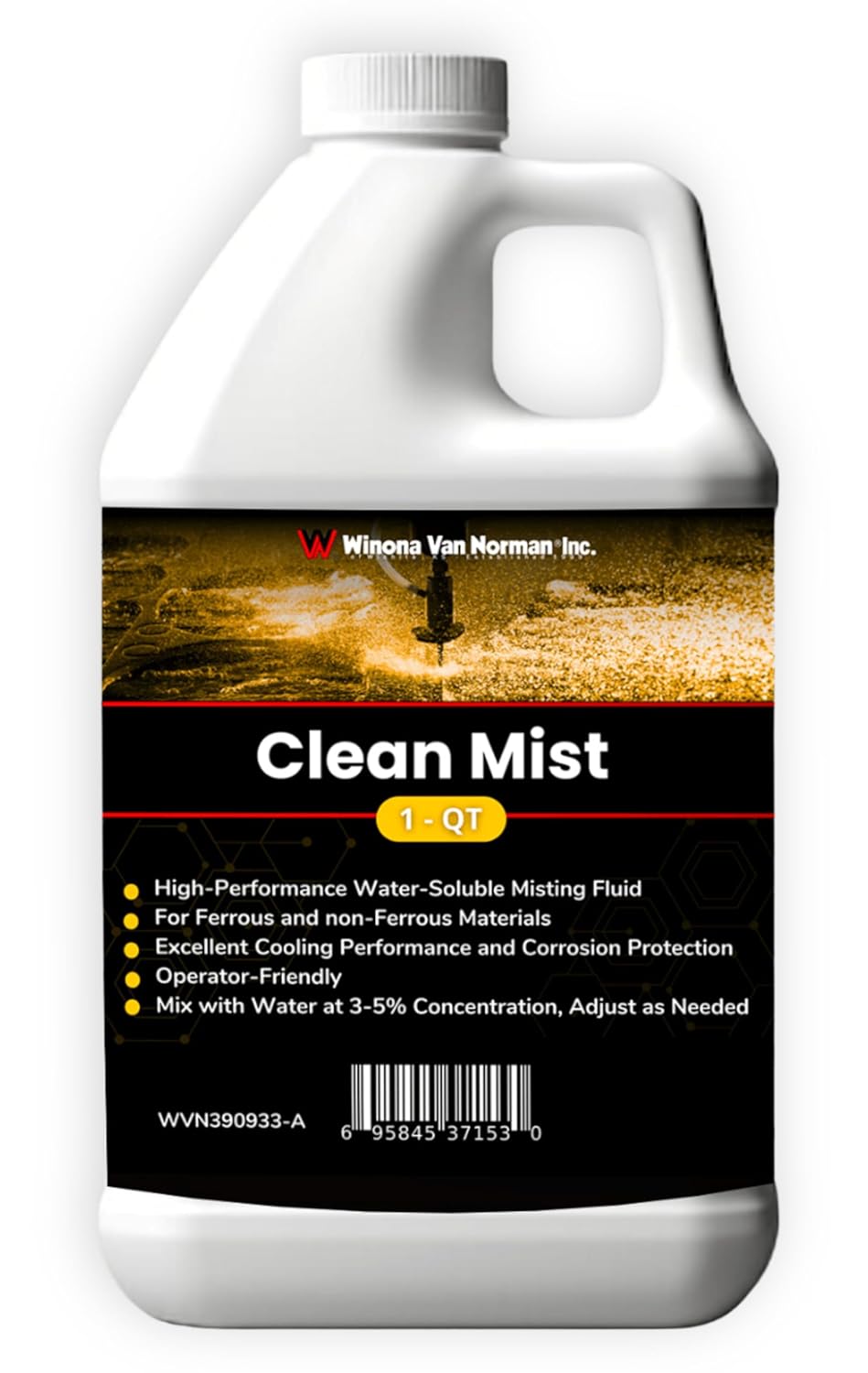 WVN Clean Mist | Ultra-Concentrated Misting Coolant for Cutting and Machining | Advanced Fully Synthetic Fluid (1 Quart)