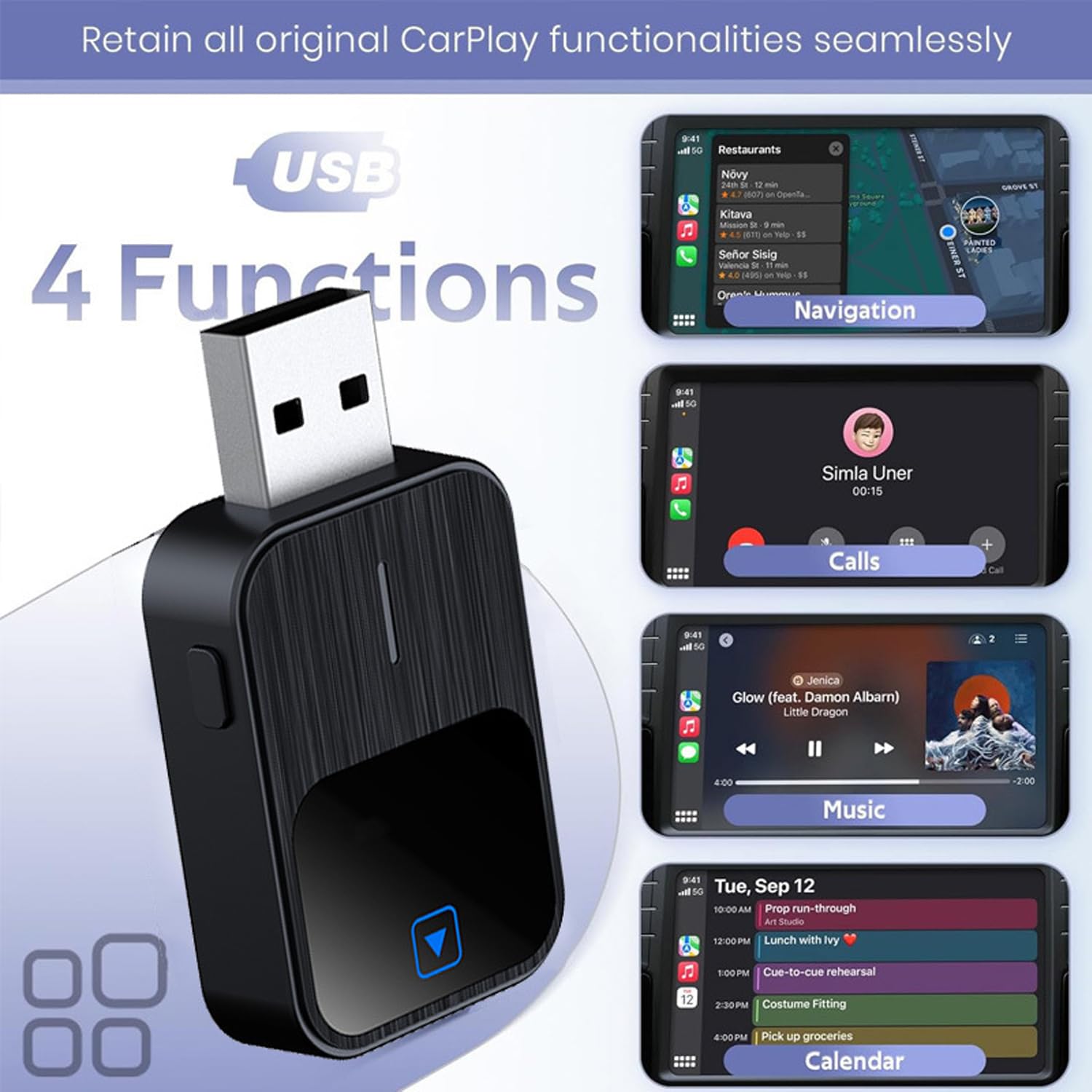 CarPlay Wireless Adapter 2025 Upgrade CarPlay Dongle,Adapter 2 in 1 CarPlay & Android Auto Converts Wired to Wireless per iPhone, Plug and Play Adapter Compatible with iPhone iOS 10+/Android11+