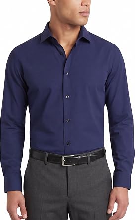 Tom Baine Mens Slim Fit Performance Dress Shirt 4-Way Stretch, Wrinkle Free, Long Sleeve Solid Button Down