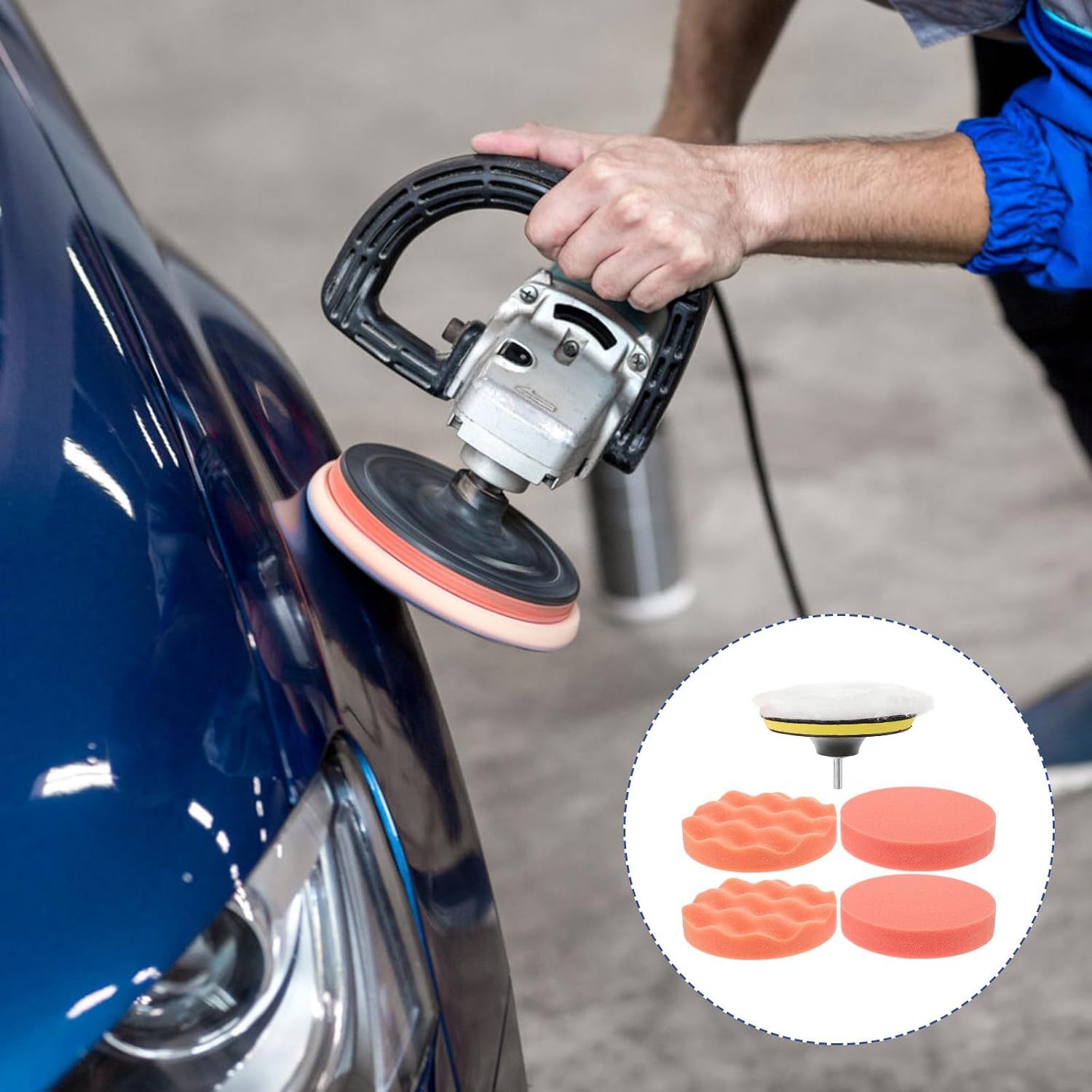 7pcs 125mm Polishing Pads Sponge Cushion Set for Polishing Machine Accessories Car Body Buffing and Waxing Automotive Repair
