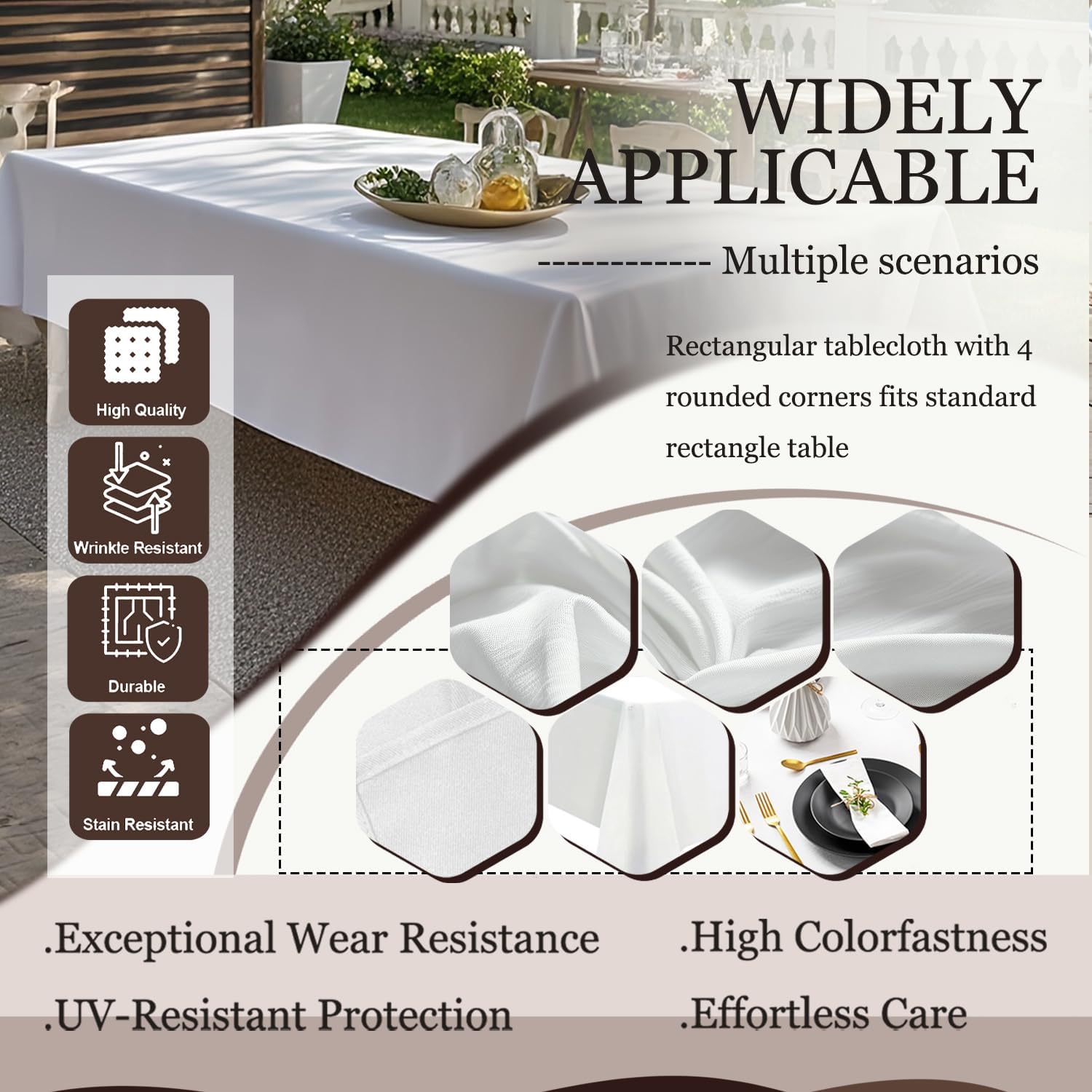 12 Packs White Tablecloth 60 x 126 Inch, Rectangle 8 Feet Table Cloth - Stain and Wrinkle Resistant Washable Polyester Table Cover for Dining Tables, Buffet Parties and Camping