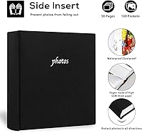 Vista 4 de Álbum de fotos de 120 bolsillos con cubierta de lino para Fujifilm Instax Wide 300/400, con espacio de escritura, se adapta a películas instantáneas