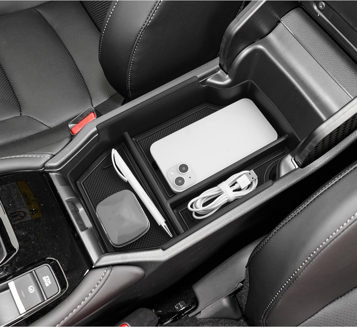 LUWU 2026 2027 Accord/Accord Hybrid Center Console Organizer Compatible with 2023 2024 2025 2026 2027 Accord Accessories Armrest Console Storage Box Insert Tray ABS Material Black Coin Container