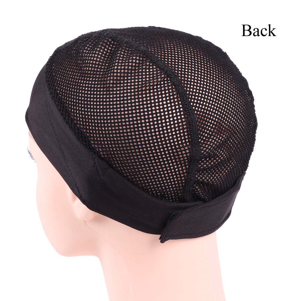 Crochet Headband Wig Cap with 6 Combs, Black | 2 black crochet braid wig caps with big holes for wig making. Includes 6 free combs. Turban headwrap style.