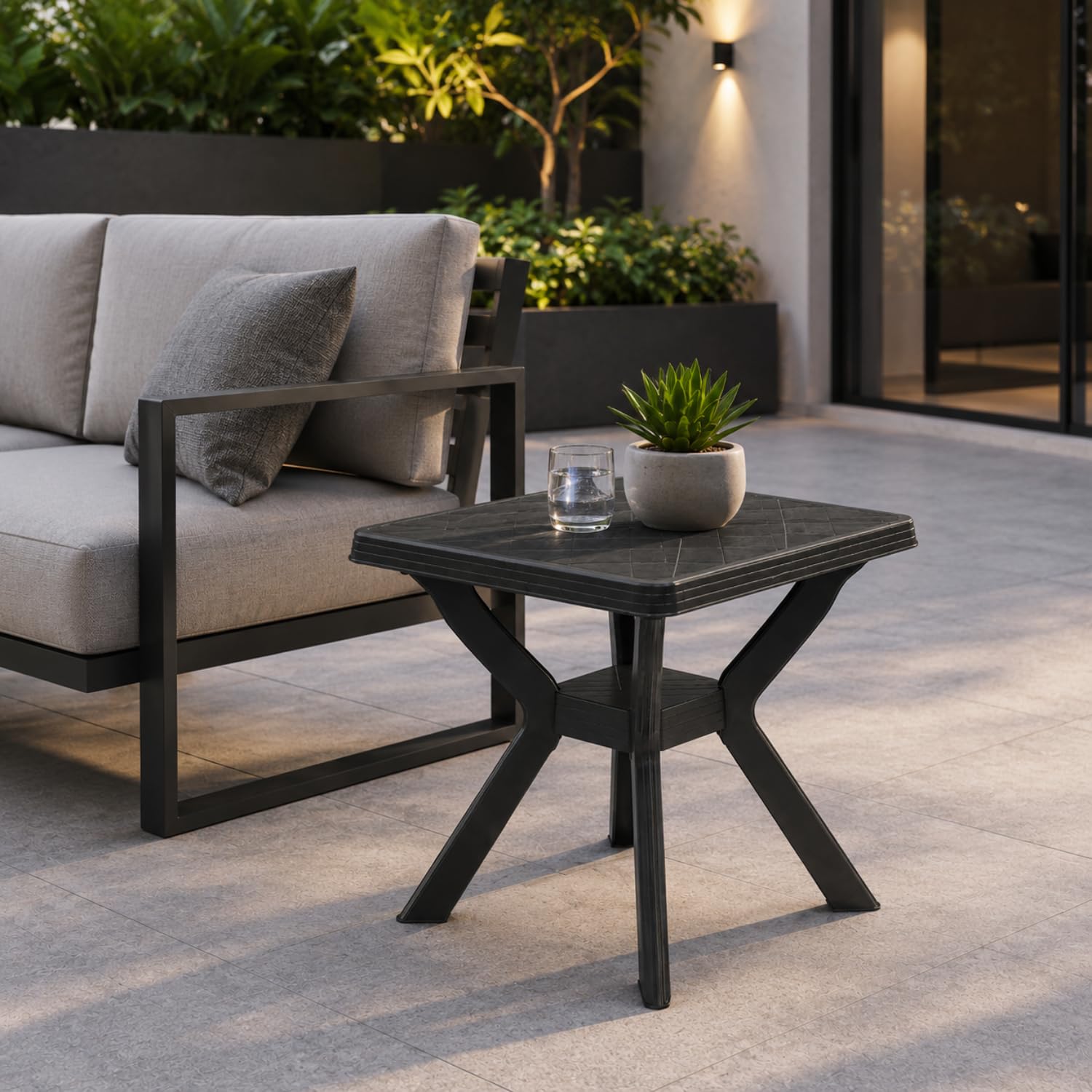 PALUPLUS Tavolo Quadrato da Giardino in Plastica colore Antracite, Misura 70x70x72 cm, Salvaspazio Facile da Riporre, Tavolino da Campeggio, Terrazzo, per Esterno ed Interno -REN3004F