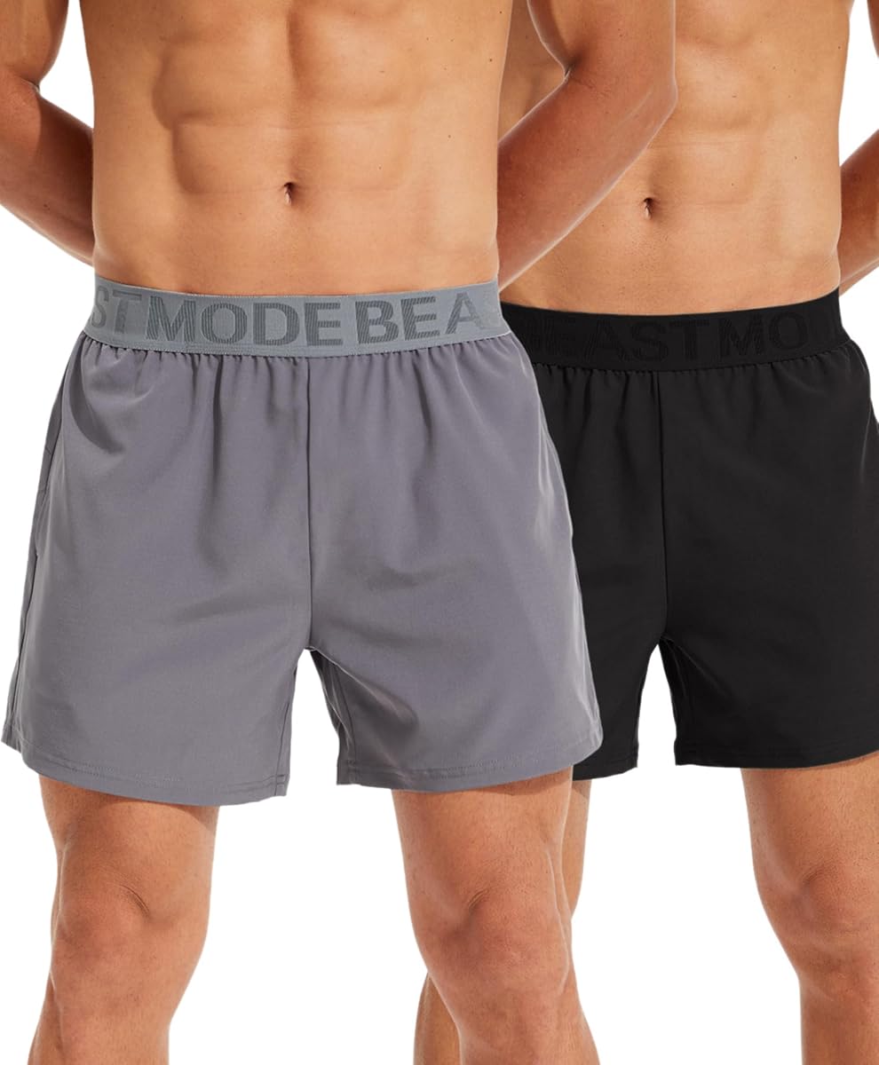 2 paquetes de pantalones cortos de entrenamiento para gimnasio para hombre, ligeros, de secado rápido, para correr, 5 pulgadas, dos paquetes de pantalones cortos