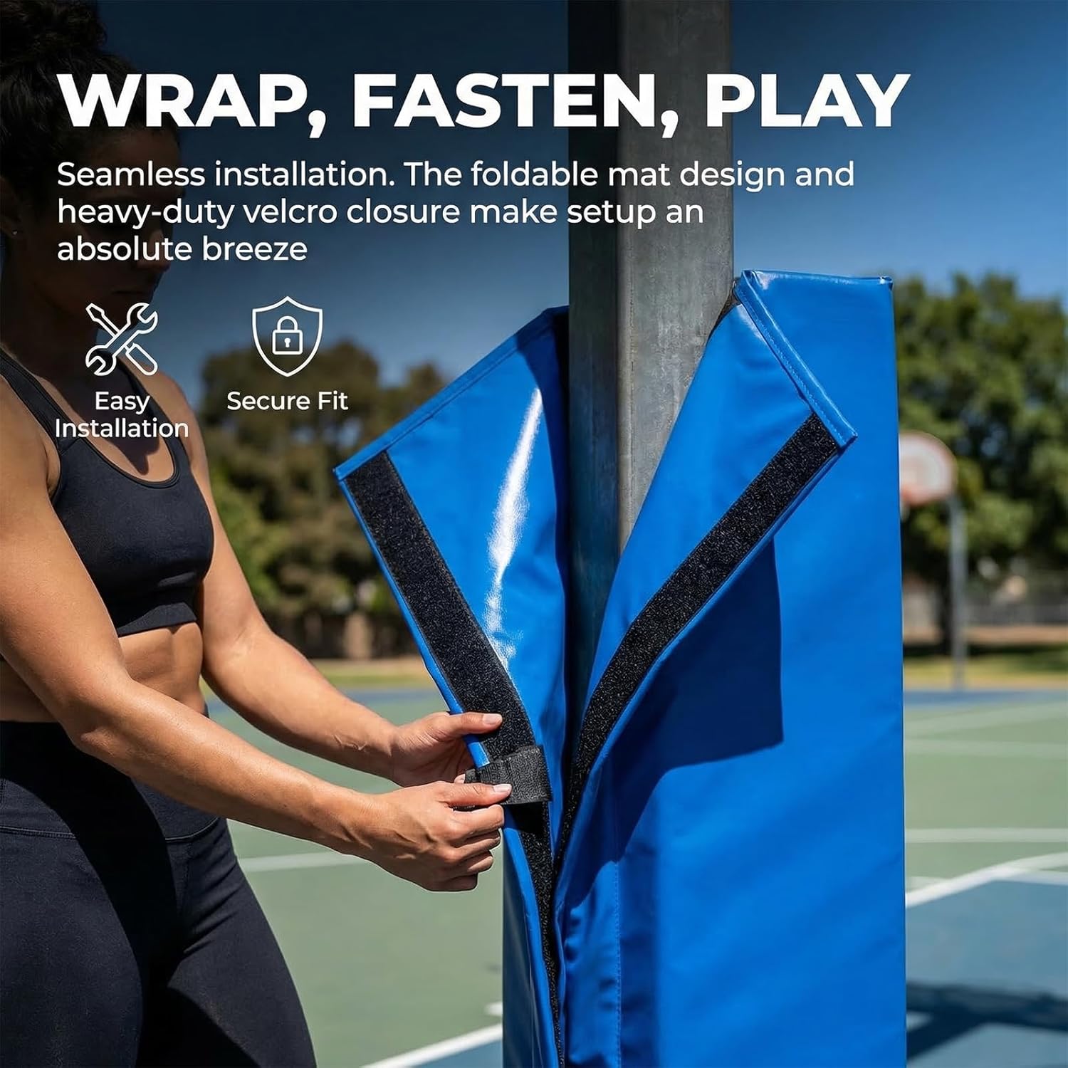 Basketball Pole Padding, Extra-Thick Basement Pole Padding, Square Basement Pole Cover for Basketball Hoops, Gyms, and Playgrounds, Easy to Install