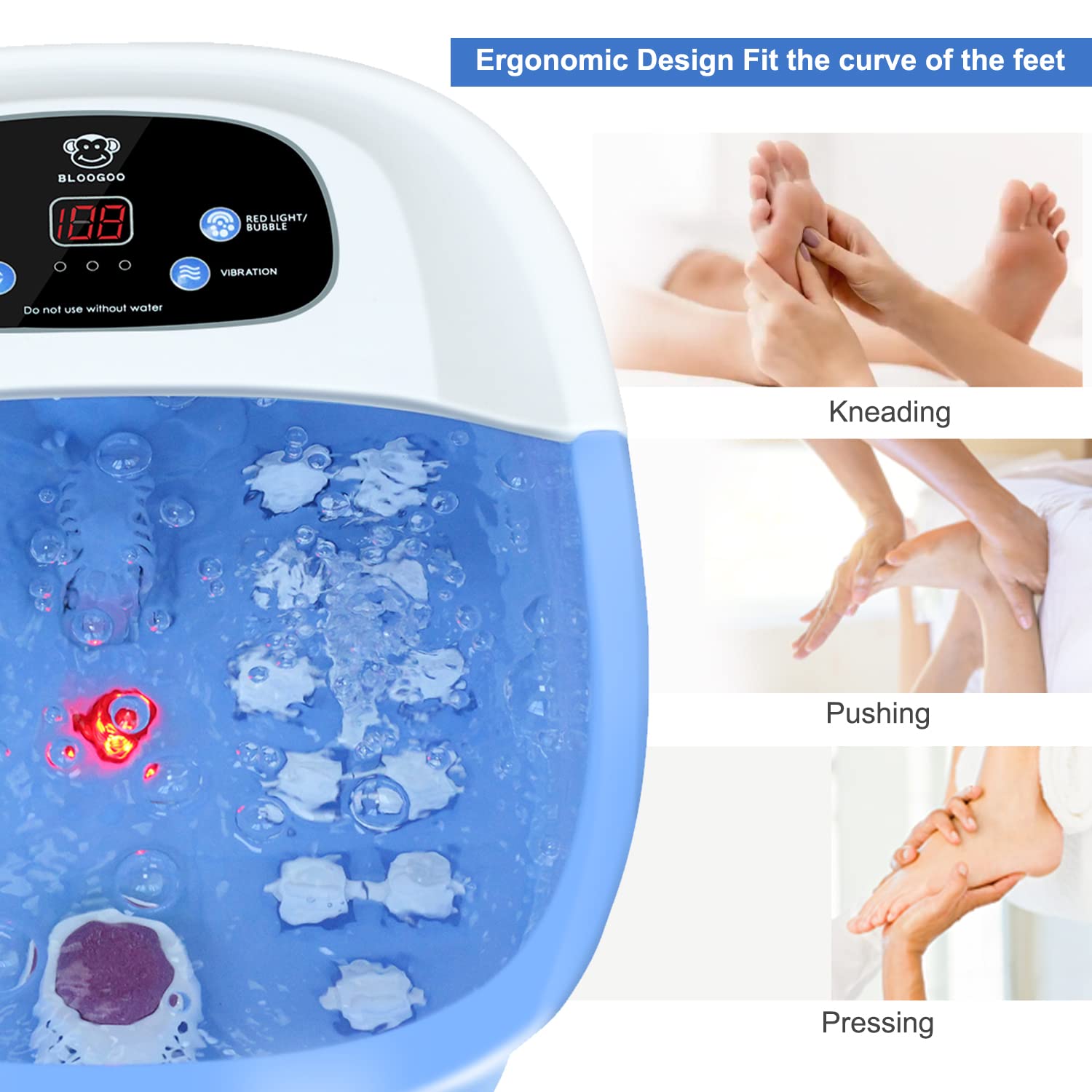 Pedicure Foot Spa Bath with Heat and Massage and Jets, Foot Soak Tub in Lavender Oil Epsom Salts, BLOOGOO Foot Soaker Massager Spa with Infrared Light and Vibration, Relieve Stress : Beauty & Personal Care