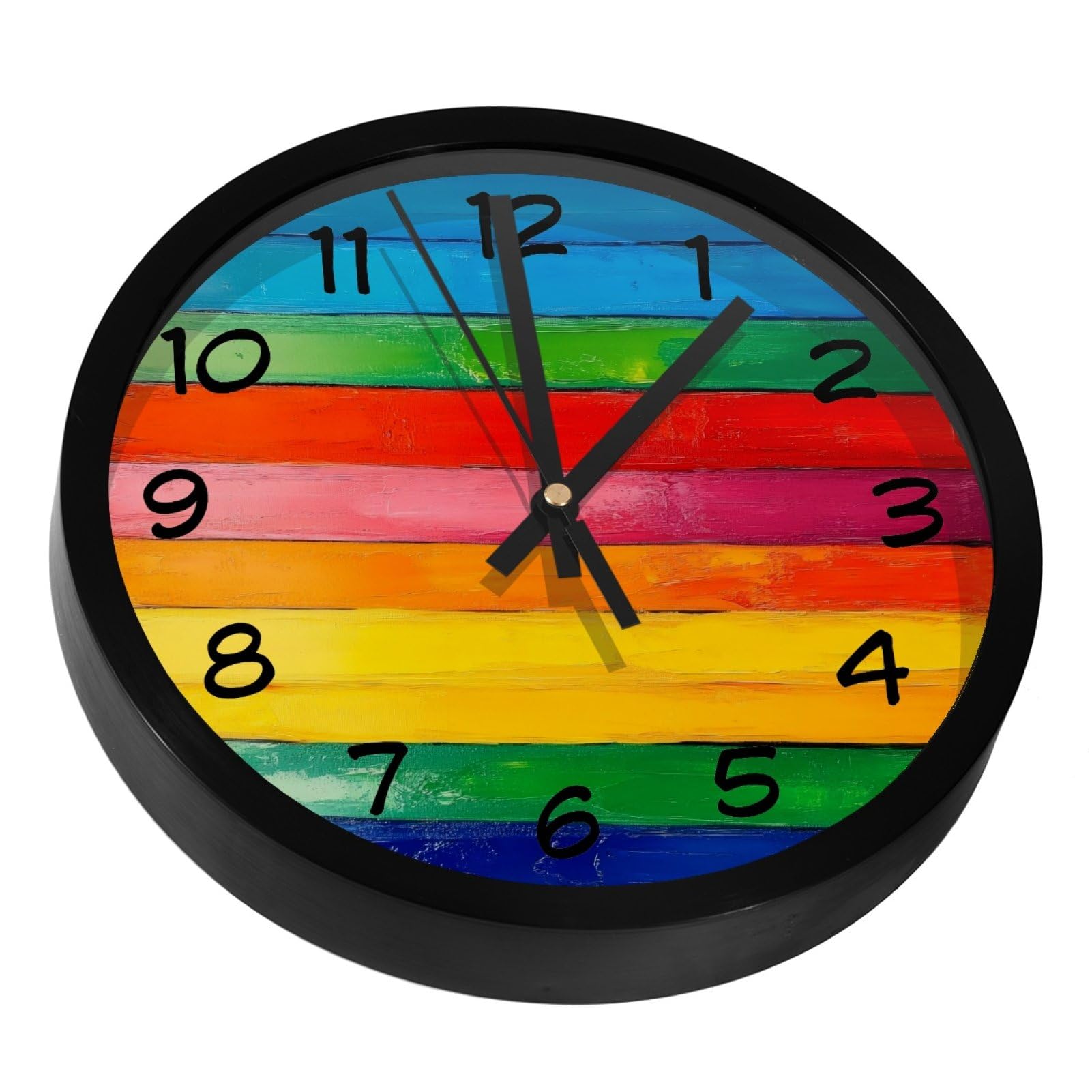 Horloge murale arc-en-ciel sans tic-tac pour cuisine et bureau