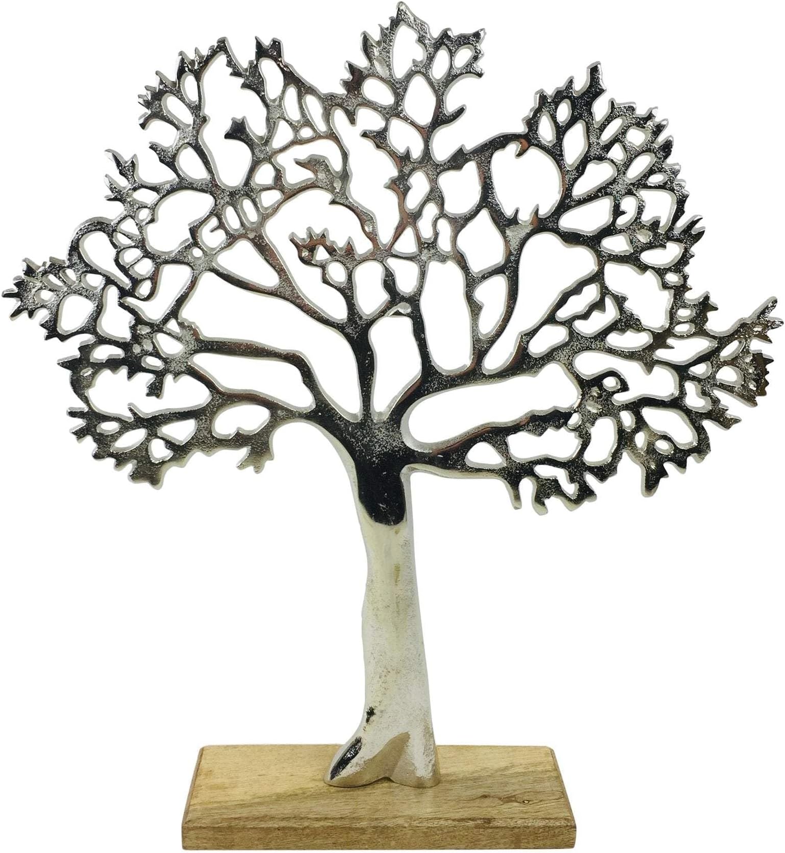 Beautiful Polished aluminium 'Tree of Life' sculpture decoration jewellery stand 34 cm