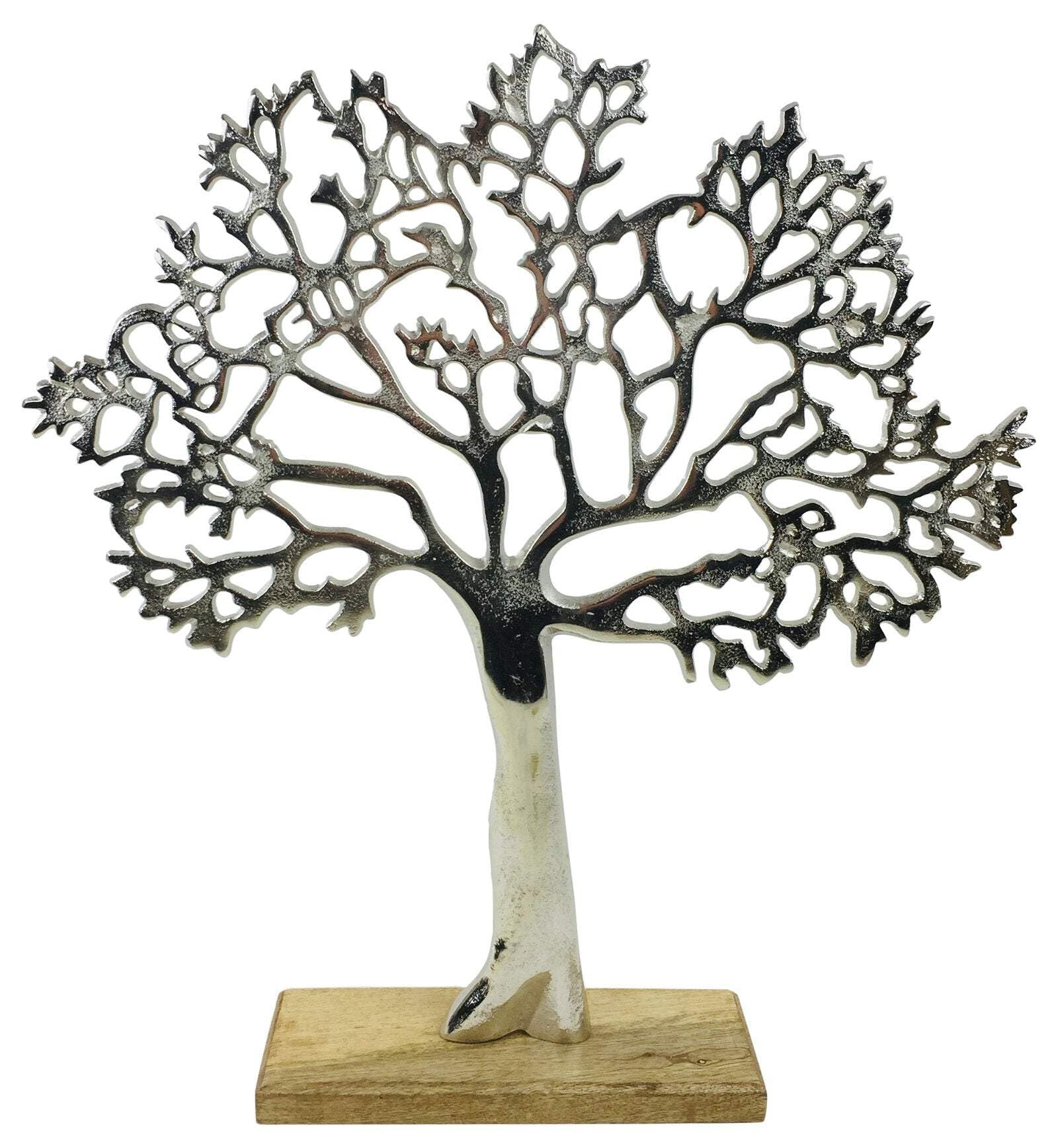 F&G Supplies Beautiful Polished aluminium 'Tree of Life' sculpture decoration jewellery stand 34 cm