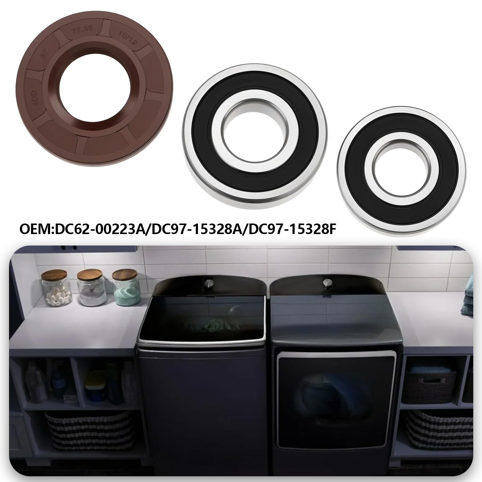 1 Set Dichtungssatz für Unterlegscheibenwannenlager Ersatzteil DC62-00223A DC97-15328A DC97-15328F Kompatibel mit Samsung Kompatibel mit Kenmore