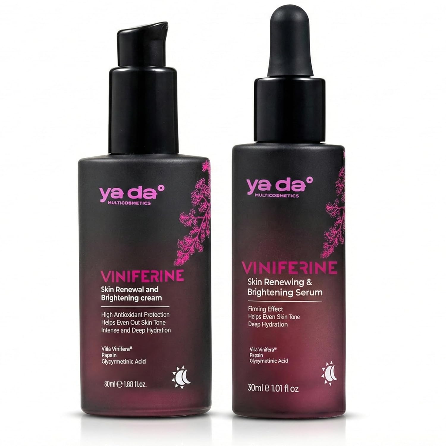 ya da multicosmetics Yada Cosmetics Viniferine Bundle: Serum (1.01 fl oz) + Cream (1.69 fl oz) - Dark Spot Corrector & Anti-Aging Set with Niacinamide, Vitis Vinifera, Tranexamic Acid. Brightening & Vegan Face Care