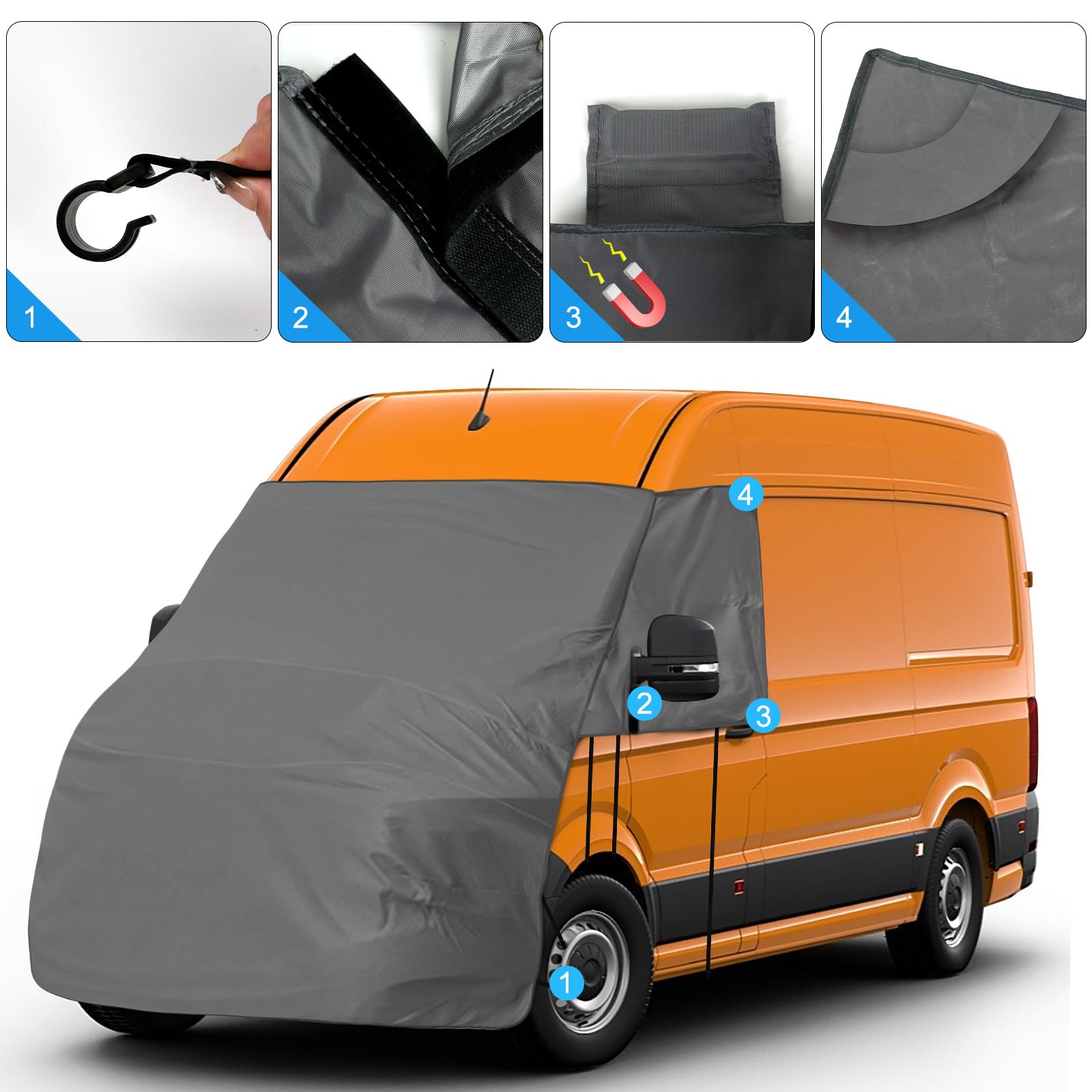 Housse pour Pare-Brise de Voiture Remplacement pour VW Crafter 2017-2024, Bloque Les Rayons UV, 420D Oxford Tissée Housse de Voiture Résistante Aux Intempéries Couvre Tout Le Capot