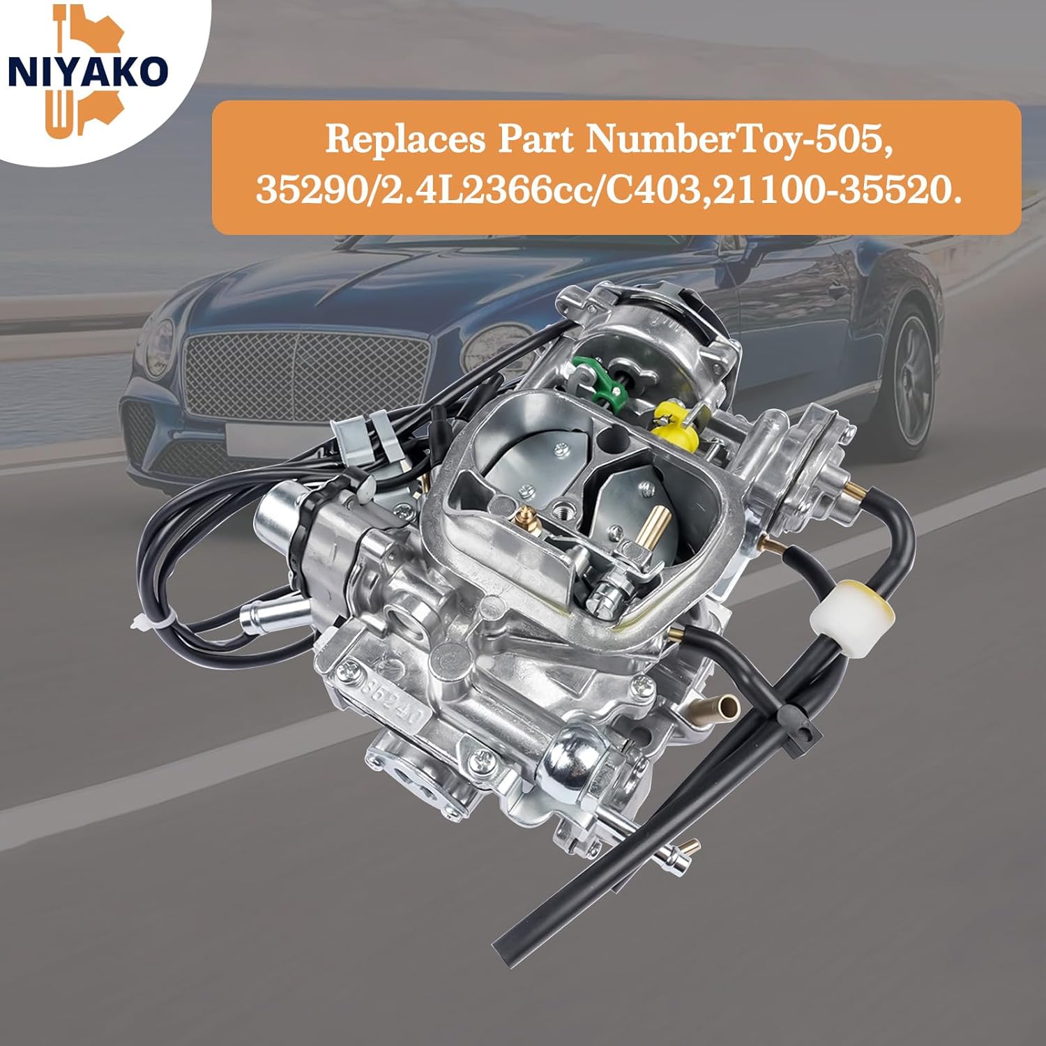 2 - Barrel Carburetor for T'oyota Pickup 22R Engine (1981-1986, First Six Months of 1987) with Round Plug Connector and Automatic Choke TOY-505 TOY-507 (35290/2.4L 2366cc/ C4036)