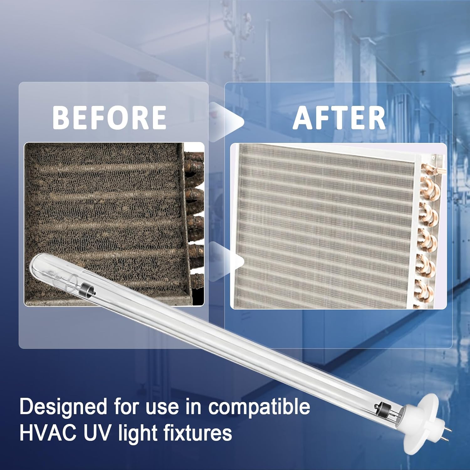 TUVL-215 15 Inch UVC Replacement Bulb 17W 254nm Quartz UV C Lamp Compatible with TUVL-200-E TUVL-200-P TUVL-215-P L81-109 Fresh Aire Blue Tube AHU Series 1 APCO MAG15 HVAC UV Light Bulb 1 Pack