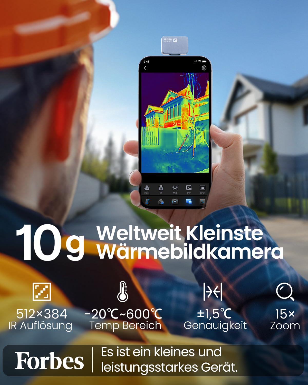 Thermal Master P2 Wärmebildkamera für Android Infrarotkamera Super IR-Auflösung 512x384 Klarere Wärmebild Kamera für Haus-Inspektion -20-600℃ 15x Zoom, nicht für iPhone 15/16, Silber