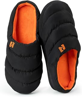 RockDove Men's Campground Puffer Slippers - Memory Foam Cozy Warm Non-Slip Indoor Outdoor House Shoes Machine Washable