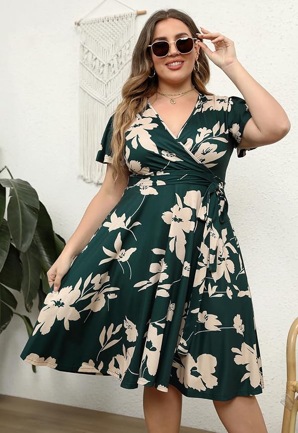 Nemidor Women Plus Size Summer Dress Casual Midi Pocket(20,GreenKhaki) by Nemidor - Used condition - Image 6