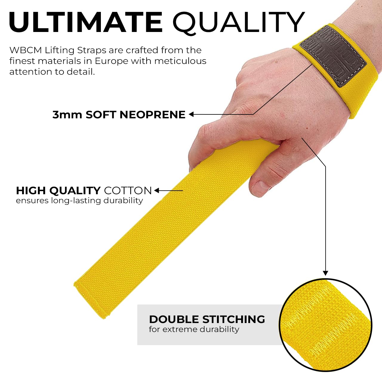 WARM BODY COLD MIND Lasso Podnoszenie Pasków na Nadgarstek do Podnoszenia Ciężarów - Lifting Wrist Straps with Neopren for Weightlifting, Crossfit, Deadlift, Wytrzymałe Bawełniane Opaski na Nadgarstek