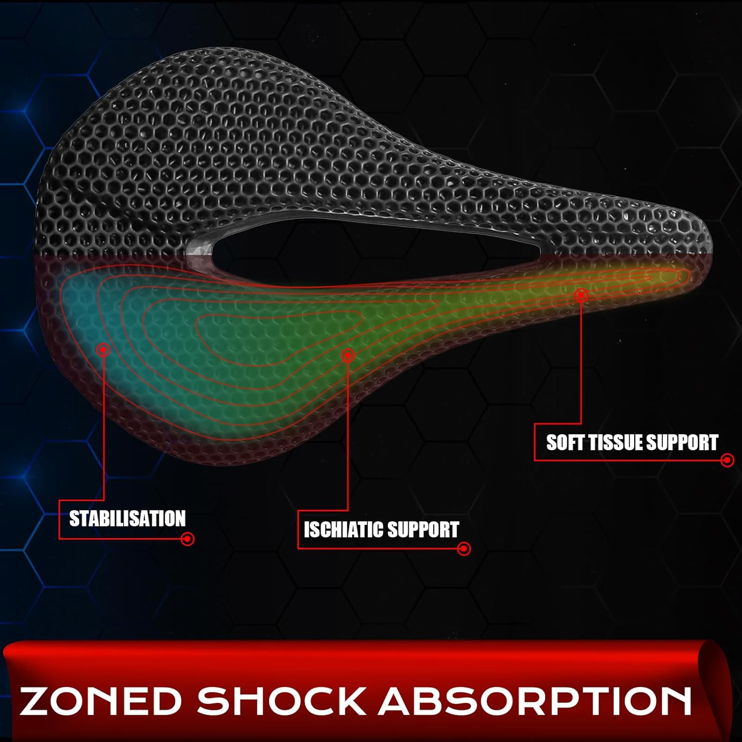 BUCKLOS Bike Saddle 3D Printing Bike Seat Mountain Road Comfortable Bicycle Cushion,Fit for MTB BMX XC Gravel Bikes Road Bikes…