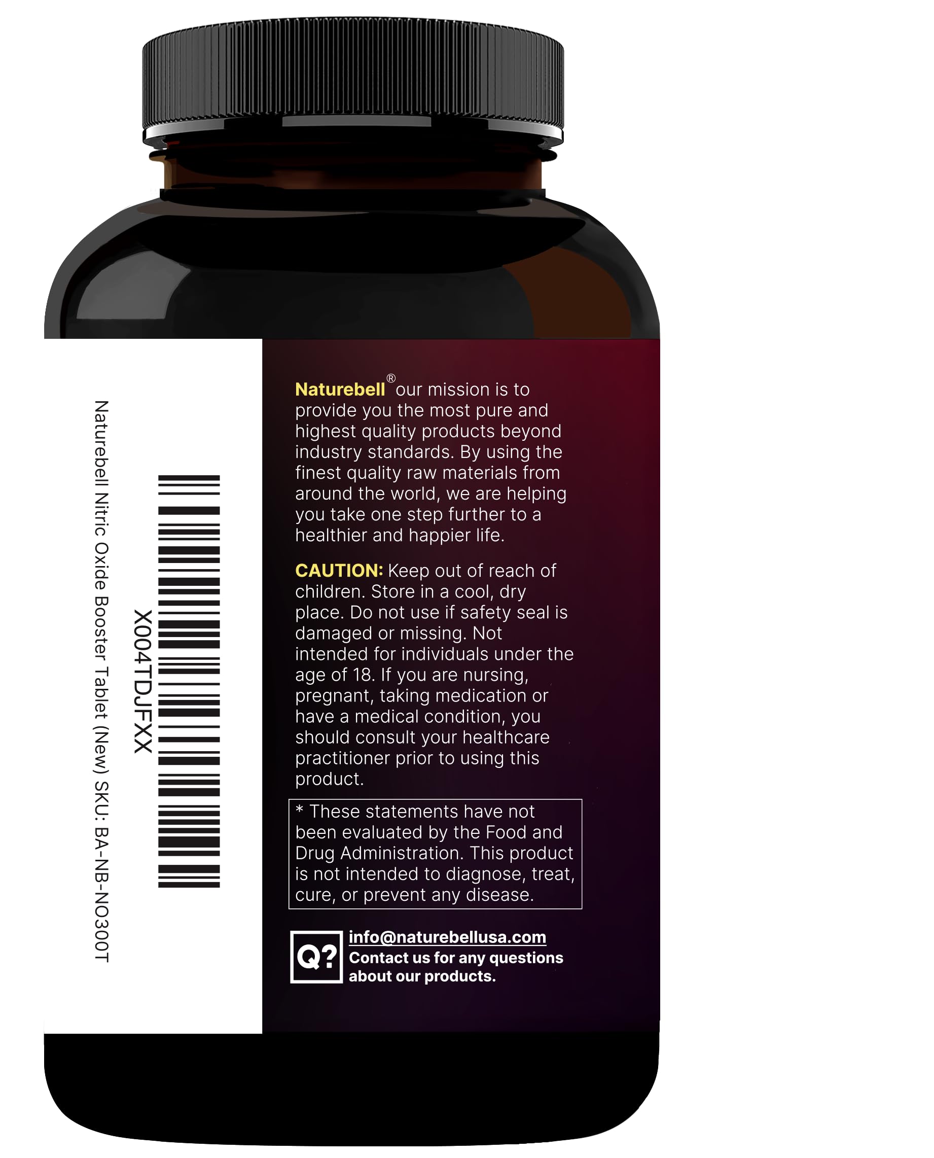 NatureBell Nitric Oxide Supplement for Men & Women – Pre-Workout Formula with L-Arginine & L-Citrulline – 3,600mg, 300 Bisected Tablets (100 Servings) – Max Strength – Non-GMO, Gluten Free* — Amazon image 7