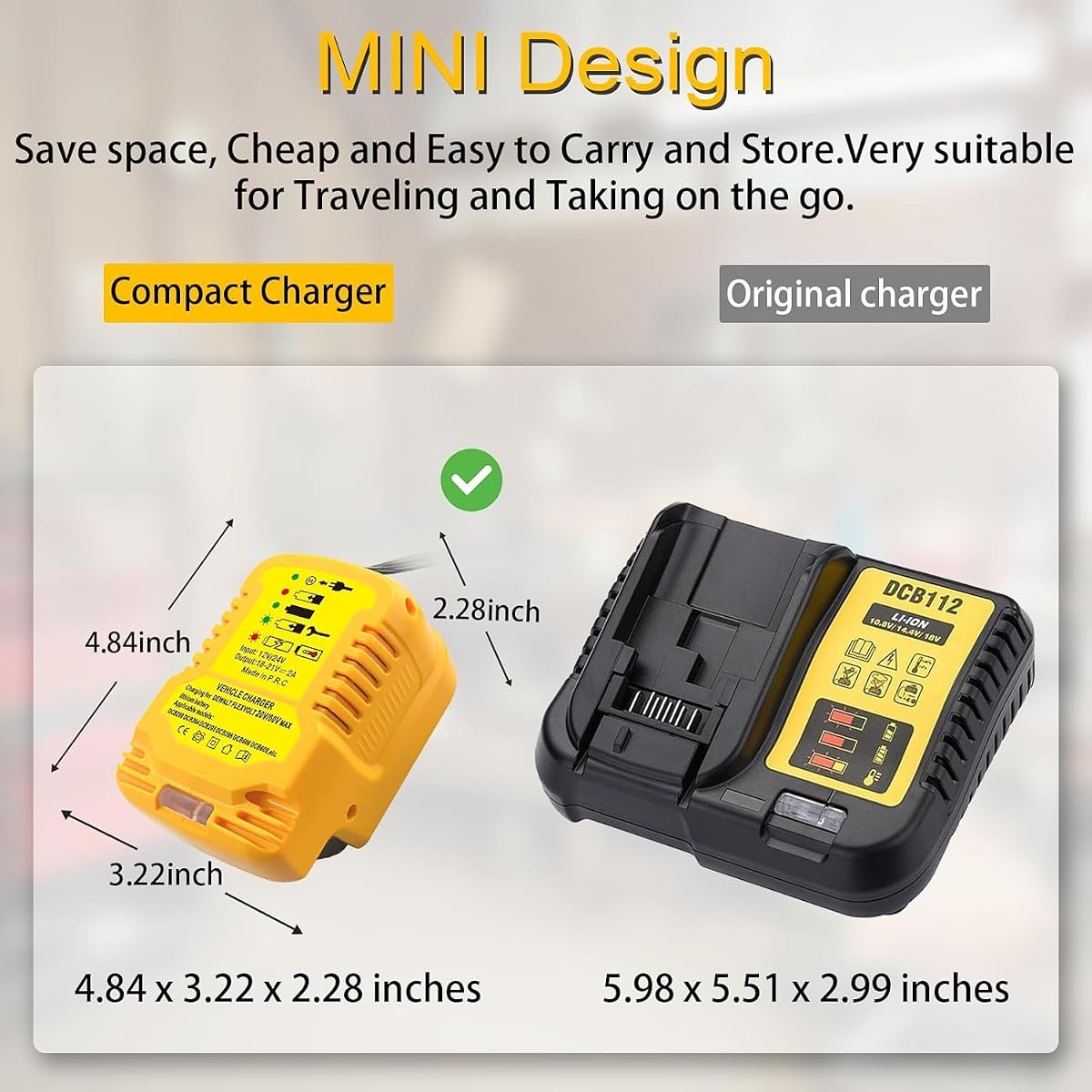 for Dewalt Car Battery Charger, 12V Vehicle Input US Standard, Replacement for Dewalt 20V/60V MAX Lithium Battery DCB201 DCB203 DCB204 DCB606 DCB609, No Battery Included (NOT for 12V Batteries)