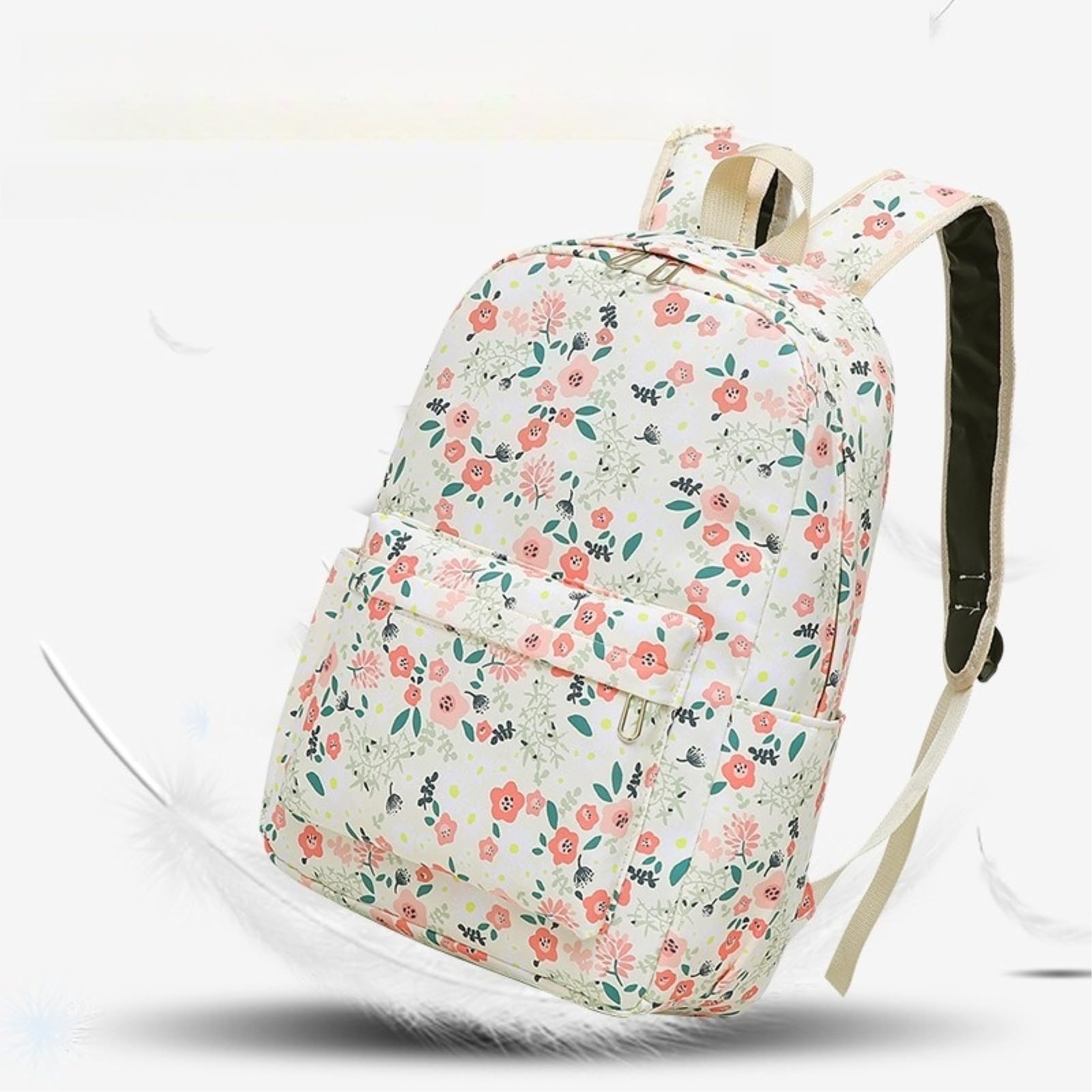 Zaino da Viaggio 3 in 1 Floral-Print Set Scuola con Sacchetto A Pranzo E Borsa Matita per Ragazze Adolescenti-c