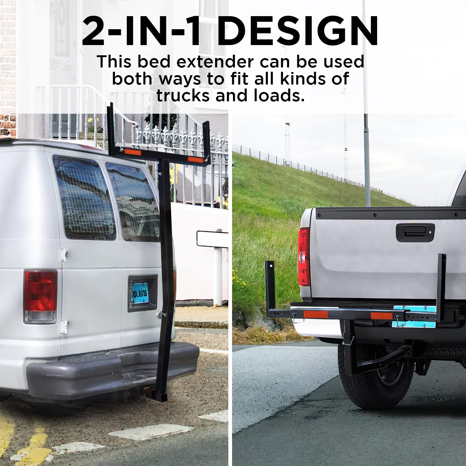 Mockins 2in1 Design 750lb Cap. Truck Bed Extender Hitch Mount