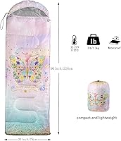 Vista 9 de BSNTHO - Saco de Dormir para Acampar, para 3 Estaciones, Clima Cálido y Fresco, Ligero, Impermeable, para Adultos y Niños, Equipo de Camping