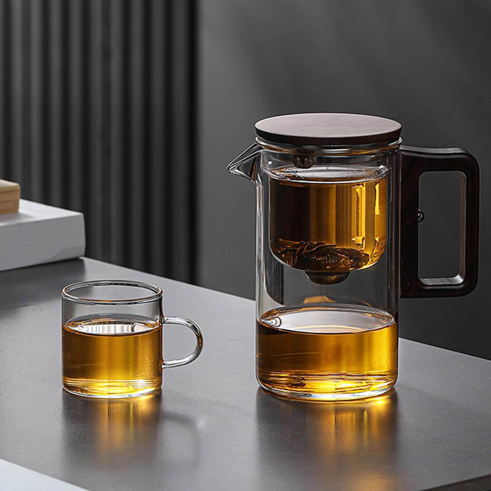 Teiera in – Teiera multiuso trasparente | 520 ml filtro in | trasparente teiera in borosilicato con colino, bollitore trasparente resistente al calore per tè verde, tè nero